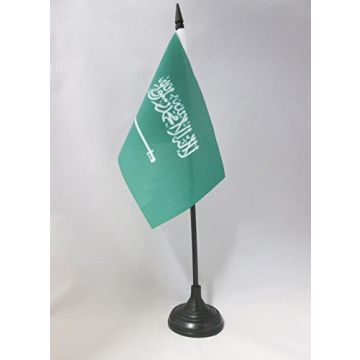 DRAPEAU DE TABLE ARABIE SAOUDITE 15x10cm - PETIT DRAPEAUX DE BUREAU SAOUDIEN 10 x 15 cm