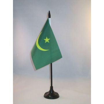 DRAPEAU DE TABLE MAURITANIE 15x10cm - PETIT DRAPEAUX DE BUREAU MAURITANIEN 10 x 15 cm