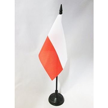 DRAPEAU DE TABLE POLOGNE 15x10cm - PETIT DRAPEAUX DE BUREAU POLONAIS 10 x 15 cm