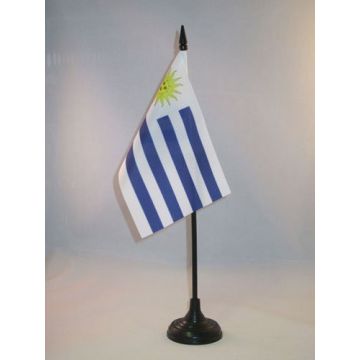 DRAPEAU DE TABLE URUGUAY 15x10cm - PETIT DRAPEAUX DE BUREAU URUGUAYEN 10 x 15 cm