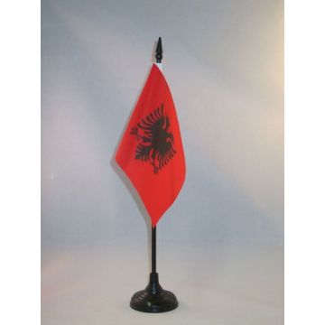 DRAPEAU DE TABLE ALBANIE 15x10cm - PETIT DRAPEAUX DE BUREAU ALBANAIS 10 x 15 cm