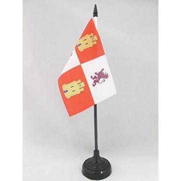 DRAPEAU DE TABLE CASTILLE-ET-LEON 15x10cm - PETIT DRAPEAUX DE BUREAU DE CASTILLA Y LEÓN - ESPAGNE 10 x 15 cm