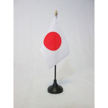 DRAPEAU DE TABLE JAPON 15x10cm - PETIT DRAPEAUX DE BUREAU JAPONAIS 10 x 15 cm pointe dorée