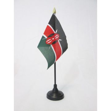 DRAPEAU DE TABLE KENYA 15x10cm - PETIT DRAPEAUX DE BUREAU KENYAN 10 x 15 cm pointe dorée