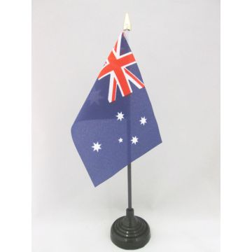 DRAPEAU DE TABLE AUSTRALIE 15x10cm - PETIT DRAPEAUX DE BUREAU AUSTRALIEN 10 x 15 cm pointe dorée