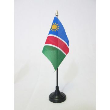 DRAPEAU DE TABLE NAMIBIE 15x10cm - PETIT DRAPEAUX DE BUREAU NAMIBIEN 10 x 15 cm pointe dorée