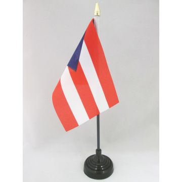 DRAPEAU DE TABLE PORTO RICO 15x10cm - PETIT DRAPEAUX DE BUREAU PORTORICAIN 10 x 15 cm pointe dorée