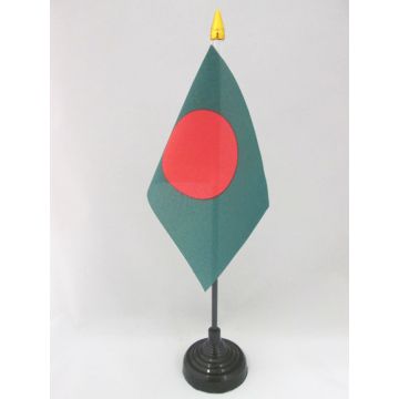 DRAPEAU DE TABLE BANGLADESH 15x10cm - PETIT DRAPEAUX DE BUREAU BANGLADAIS 10 x 15 cm pointe dorée