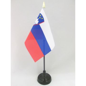 DRAPEAU DE TABLE SLOVÉNIE 15x10cm - PETIT DRAPEAUX DE BUREAU SLOVÈNE 10 x 15 cm pointe dorée