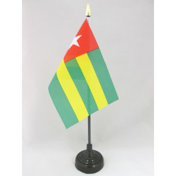 DRAPEAU DE TABLE TOGO 15x10cm - PETIT DRAPEAUX DE BUREAU TOGOLAIS 10 x 15 cm pointe dorée