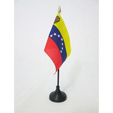 DRAPEAU DE TABLE VÍ?NÍ?ZUELA 15x10cm - PETIT DRAPEAUX DE BUREAU VÍ?NÍ?ZUELIEN 10 x 15 cm pointe dorée
