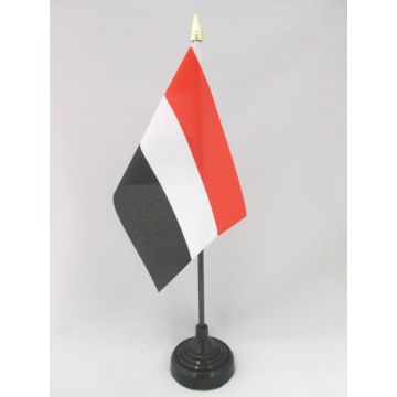 DRAPEAU DE TABLE YÉMEN 15x10cm - PETIT DRAPEAUX DE BUREAU YÉMÉNITE 10 x 15 cm pointe dorée