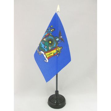 DRAPEAU DE TABLE NEW YORK 15x10cm - PETIT DRAPEAUX DE BUREAU NEW YORKAIS - ETAT AMÉRICAIN - USA - ETATS-UNIS 10 x 15 cm pointe dorée