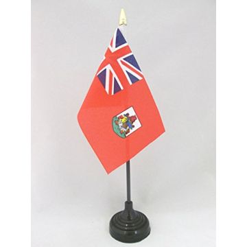 DRAPEAU DE TABLE BERMUDES 15x10cm - PETIT DRAPEAUX DE BUREAU DES BERMUDES 10 x 15 cm pointe dorée