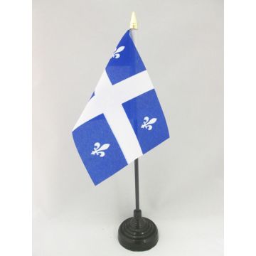 DRAPEAU DE TABLE QUÉBEC 15x10cm - PETIT DRAPEAUX DE BUREAU QUÉBÉCOIS - CANADA 10 x 15 cm pointe dorée