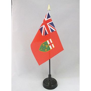 DRAPEAU DE TABLE ONTARIO 15x10cm - PETIT DRAPEAUX DE BUREAU CANADIEN - CANADA 10 x 15 cm pointe dorée