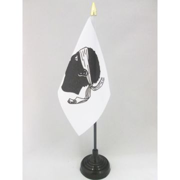 DRAPEAU DE TABLE CORSE 15x10cm - PETIT DRAPEAUX DE BUREAU PROVINCE CORSE 10 x 15 cm pointe dorée