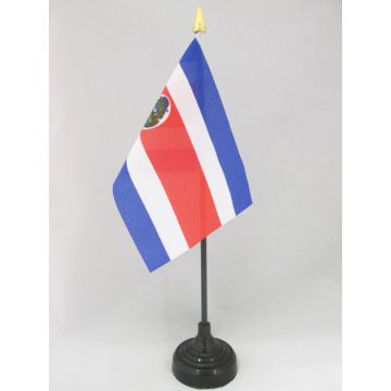 DRAPEAU DE TABLE COSTA RICA 15x10cm - PETIT DRAPEAUX DE BUREAU COSTARICAIN 10 x 15 cm pointe dorée