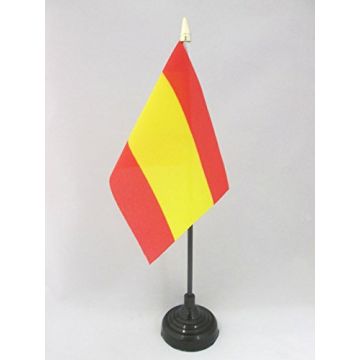DRAPEAU DE TABLE ESPAGNE SANS ARMOIRIES 15x10cm - PETIT DRAPEAUX DE BUREAU ESPAGNOL 10 x 15 cm pointe dorée