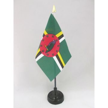DRAPEAU DE TABLE DOMINIQUE 15x10cm - PETIT DRAPEAUX DE BUREAU DOMINIQUAIS 10 x 15 cm pointe dorée