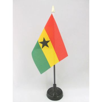 DRAPEAU DE TABLE GHANA 15x10cm - PETIT DRAPEAUX DE BUREAU GHANÉEN  10 x 15 cm pointe dorée
