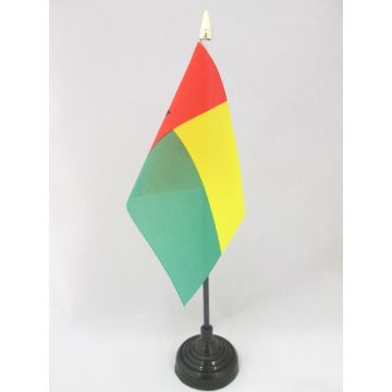 DRAPEAU DE TABLE GUINÉE-BISSAU 15x10cm - PETIT DRAPEAUX DE BUREAU BISSAU-GUINÉEN 10 x 15 cm pointe dorée