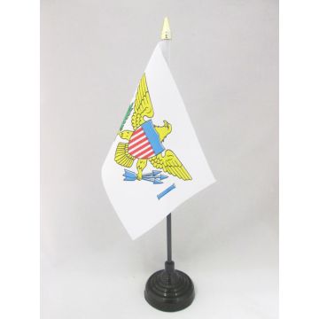 DRAPEAU DE TABLE IIES VIERGES DES ETATS-UNIS 15x10cm - PETIT DRAPEAUX DE BUREAU AMÉRICAIN 10 x 15 cm pointe dorée