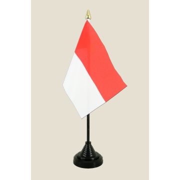 DRAPEAU DE TABLE INDONÉSIE 15x10cm - PETIT DRAPEAUX DE BUREAU INDONÉSIEN 10 x 15 cm pointe dorée