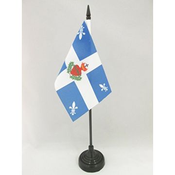 DRAPEAU DE TABLE QUÉBEC CARILLON SACRÉ C?UR 15x10cm - PETIT DRAPEAUX DE BUREAU QUÉBÉCOIS FLEUR DE LYS 10 x 15 cm