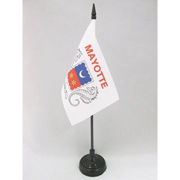DRAPEAU DE TABLE MAYOTTE 15x10cm - PETIT DRAPEAUX DE BUREAU MAHORAIS - FRANCE 10 x 15 cm