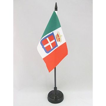 DRAPEAU DE TABLE ROYAUME D?ITALIE COURONNE 15x10cm - PETIT DRAPEAUX DE BUREAU ITALIEN MARINE MILITAIRE 10 x 15 cm