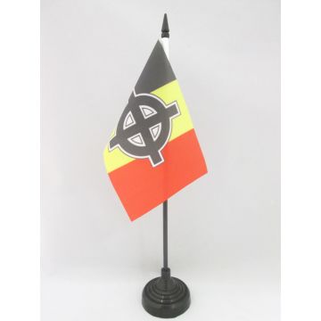 DRAPEAU DE TABLE BELGIQUE CROIX CELTIQUE 15x10cm - PETIT DRAPEAUX DE BUREAU NATIONALISTE BELGE 10 x 15 cm
