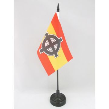 DRAPEAU DE TABLE ESPAGNE CROIX CELTIQUE 15x10cm - PETIT DRAPEAUX DE BUREAU NATIONALISTE ESPAGNOL 10 x 15 cm