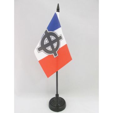 DRAPEAU DE TABLE FRANCE CROIX CELTIQUE 15x10cm - PETIT DRAPEAUX DE BUREAU NATIONALISTE FRANÇAIS 10 x 15 cm