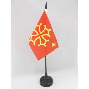 DRAPEAU DE TABLE OCCITANIE AVEC ÉTOILE 15x10cm - PETIT DRAPEAUX DE BUREAU OCCITAN - FRANCE 10 x 15 cm