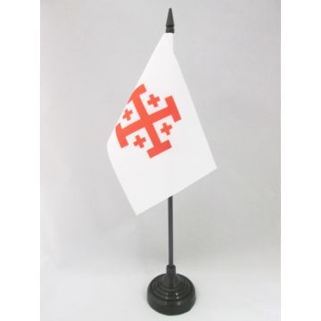 DRAPEAU DE TABLE ORDRE DU SAINT-SÉPULCRE DE JÉRUSALEM 15x10cm - PETIT DRAPEAUX DE BUREAU CHRÉTIEN 10 x 15 cm