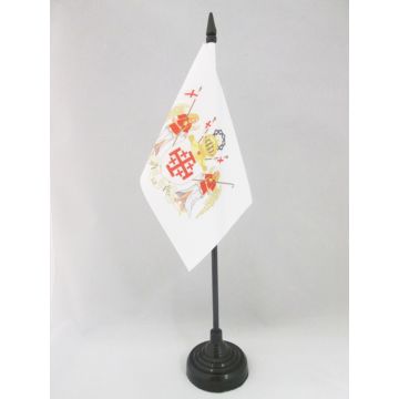 DRAPEAU DE TABLE ORDRE ÉQUESTRE SAINT-SÉPULCRE DE JÉRUSALEM 15x10cm - PETIT DRAPEAUX DE BUREAU CHRÉTIEN 10 x 15 cm