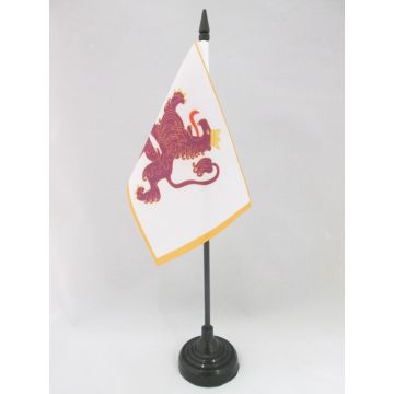 DRAPEAU DE TABLE ROYAUME DE LEÓN 910-1230 15x10cm - PETIT DRAPEAUX DE BUREAU MONARCHIE ESPAGNOLE - ESPAGNE 10 x 15 cm