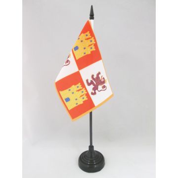 DRAPEAU DE TABLE COURONNE DE CASTILLE 1230-1715 15x10cm - PETIT DRAPEAUX DE BUREAU MONARCHIE ESPAGNOLE - ESPAGNE 10 x 15 cm