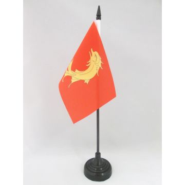 DRAPEAU DE TABLE COMTÉ DE FOREZ 15x10cm - PETIT DRAPEAUX DE BUREAU FORÉZIEN - SAINT-ETIENNE 10 x 15 cm
