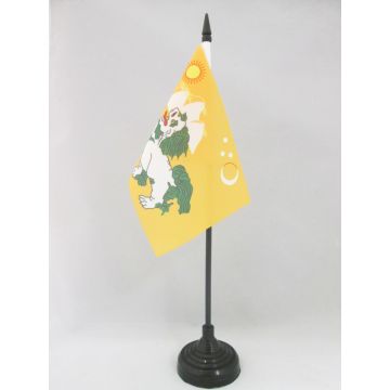 DRAPEAU DE TABLE TIBET 1920-1925 15x10cm - PETIT DRAPEAUX DE BUREAU TIBÉTAIN ANCIEN - LION DES NEIGES 10 x 15 cm