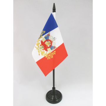 DRAPEAU DE TABLE FRANCE ARMOIRIES 3ÈME RÉPUBLIQUE 15x10cm - PETIT DRAPEAUX DE BUREAU FRANÇAIS EMBLÈME 1898 10 x 15 cm