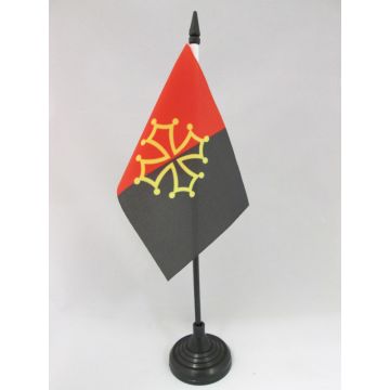 DRAPEAU DE TABLE OCCITANIE TOLOSA 15x10cm - PETIT DRAPEAUX DE BUREAU OCCITAN 10 x 15 cm