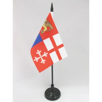 DRAPEAU DE TABLE ITALIE 4 RÉPUBLIQUES MARITIMES 15x10cm - PETIT DRAPEAUX DE BUREAU NAVAL ITALIEN 10 x 15 cm