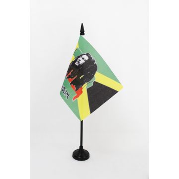 DRAPEAU DE TABLE BOB MARLEY 15x10cm - PETIT DRAPEAUX DE BUREAU JAMAÏCAIN - JAMAÏQUE 10 x 15 cm