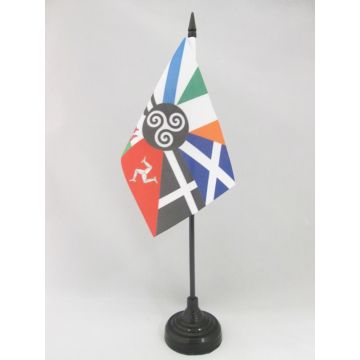 DRAPEAU DE TABLE CELTIQUE MULTI 15x10cm - PETIT DRAPEAUX DE BUREAU CELTE - PAYS CELTES 10 x 15 cm