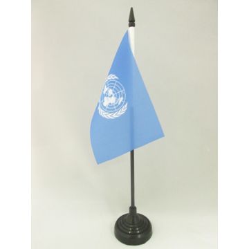 DRAPEAU DE TABLE ONU 15x10cm - PETIT DRAPEAUX DE BUREAU DES NATIONS UNIES 10 x 15 cm
