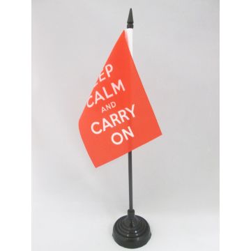 DRAPEAU DE TABLE KEEP CALM AND CARRY ON 15x10cm - PETIT DRAPEAUX DE BUREAU ANGLAIS - ROYAUME-UNI - UK 10 x 15 cm