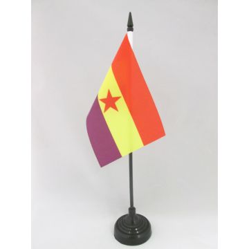 DRAPEAU DE TABLE ESPAGNOL RÉPUBLICAIN ETOILE ROUGE 15x10cm - PETIT DRAPEAUX DE BUREAU ESPAGNE RÉPUBLICAINE 10 x 15 cm