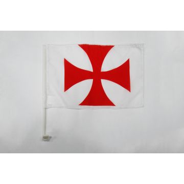 Drapeau de voiture Templiers Ordre du Temple 45x30cm - Carflag croix pattee rouge 30 x 45 cm